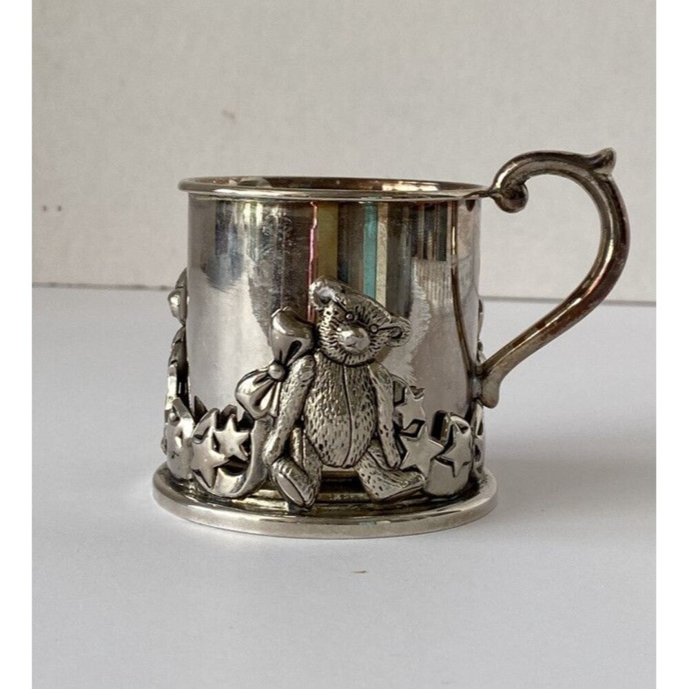 LENOX Silverplate Baby Cup Teddy Bear Caddy Kirk Stieff Collection Smithsonian